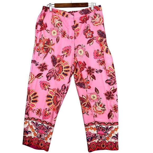 Magaschoni 2 PC Outfit Satin‎ Floral Top and Pants Set Pink Paisley Womens M L - Picture 8 of 10